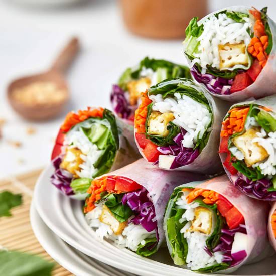 Tofu Spring Rolls with Peanut Sauce
