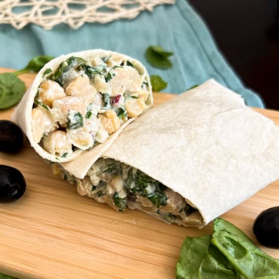 Creamy Chickpea & Spinach Wraps
