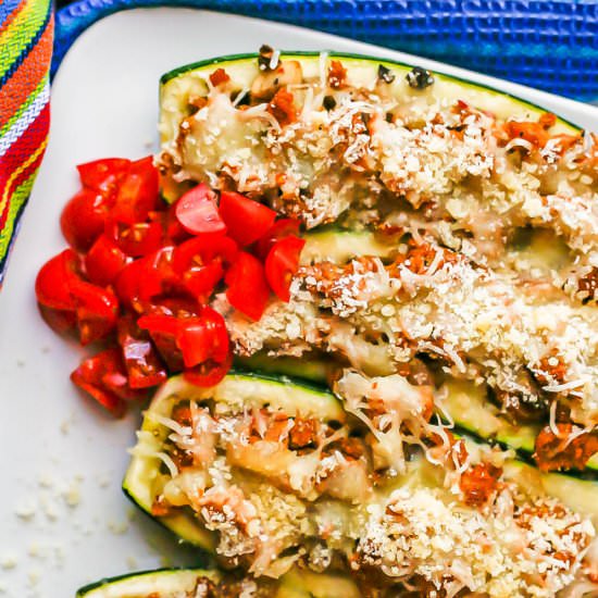 Turkey Sausage Stuffed Zucchini