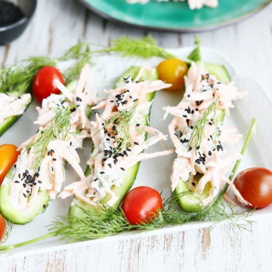 Cucumber Snack Boats with Creamy Ca
