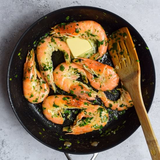 Pan Fried Prawns in Garlic Butter