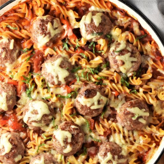 Easy Meatball Pasta Bake