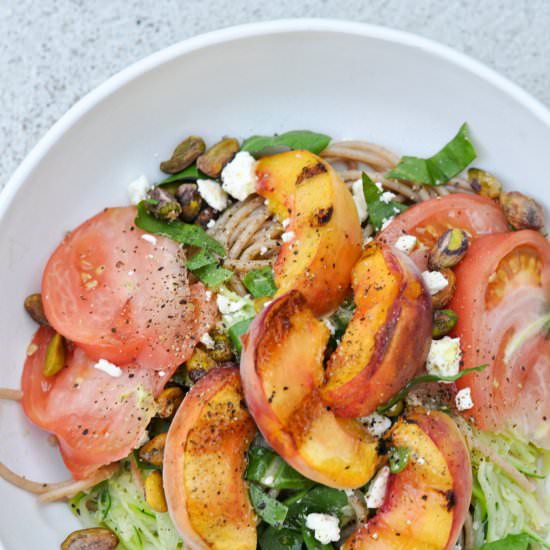 Zucchini Pasta Recipe with Peaches