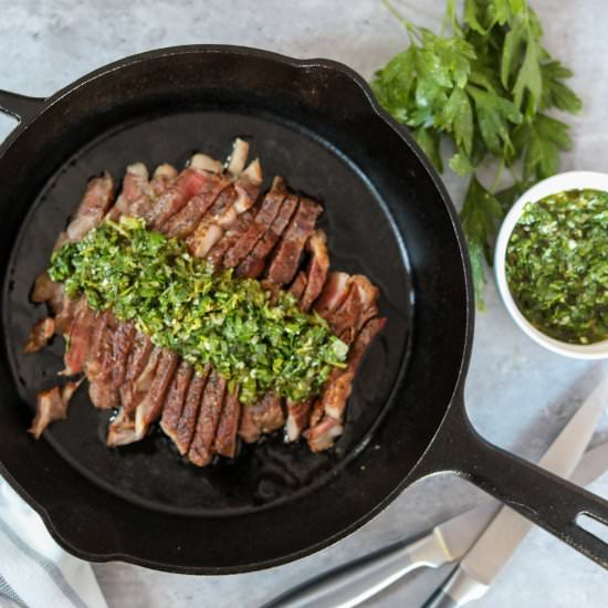 Pan Seared Steak with Chimichurri