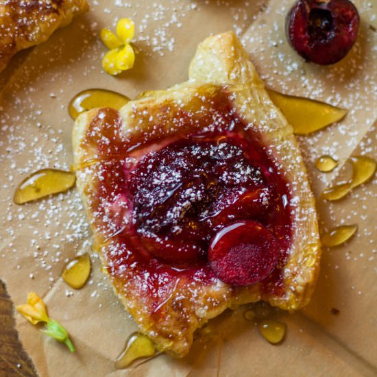 Cherry and Peach Puff Pastry Tart