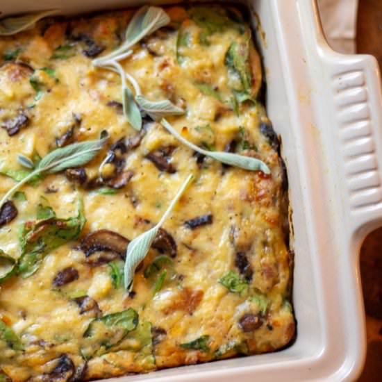Mushroom and Swiss Bread Pudding