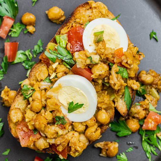 Smashed Chickpea Toast with Eggs