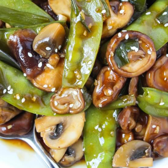 Teriyaki Mushrooms with Snow Peas