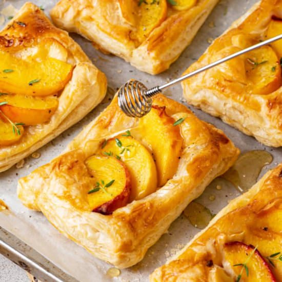 Peach and Brie Puff Pastry Tarts