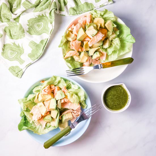 salmon salad with citrus dressing