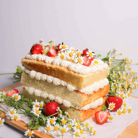 Chamomile Strawberry Layer Cake