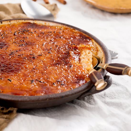 Coconut rice pudding brûlée