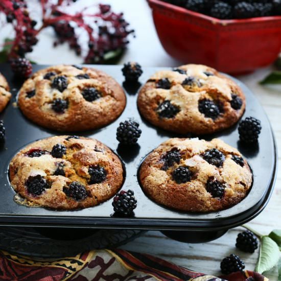 Blackberry Spelt Muffins with Sourd