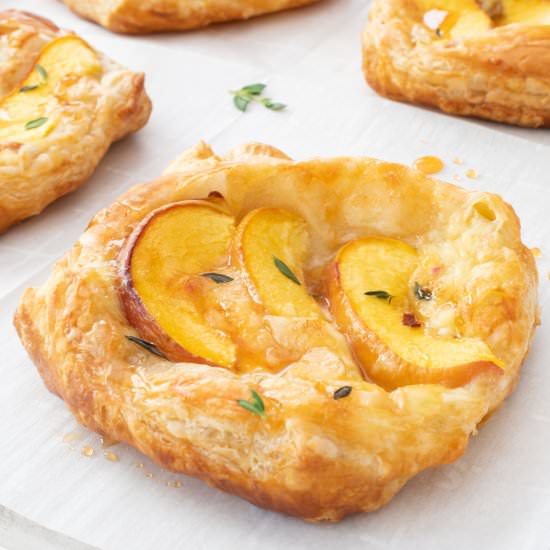 Peach and Brie Puff Pastry Tarts