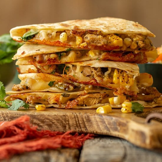 Tomatillo Chicken Quesadillas