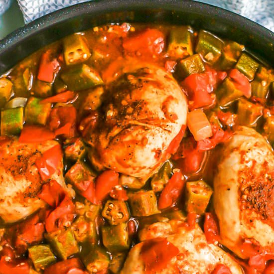 Cajun chicken and okra