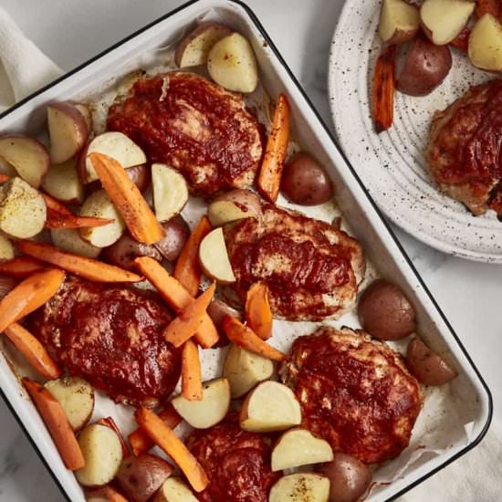 Sheet Pan Turkey Meatloaf Dinner