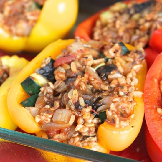 Portobello and Rice Stuffed Peppers