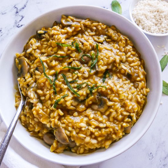 Vegan Mushroom Risotto w/ Pumpkin