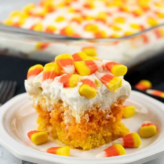 Candy Corn Poke Cake