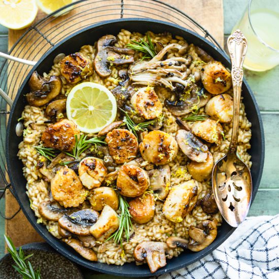 Mushroom Risotto with Scallops