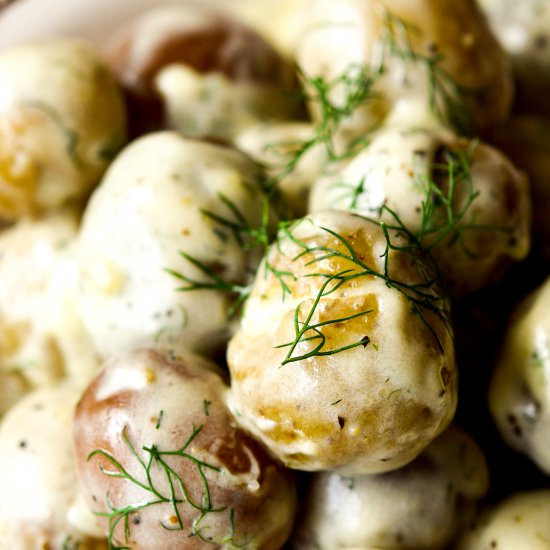 New Potatoes with Creamy Dill Sauce