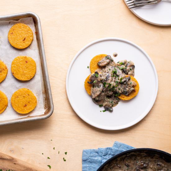 Polenta Rounds with Mushroom Sauce