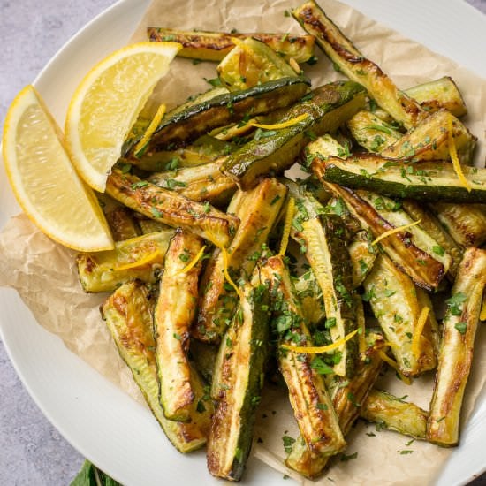Roasted Courgettes with lemon