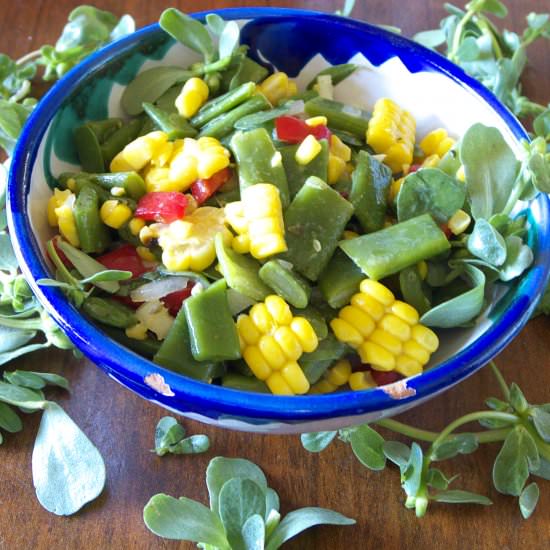 Bean, Corn, Purslane Salad