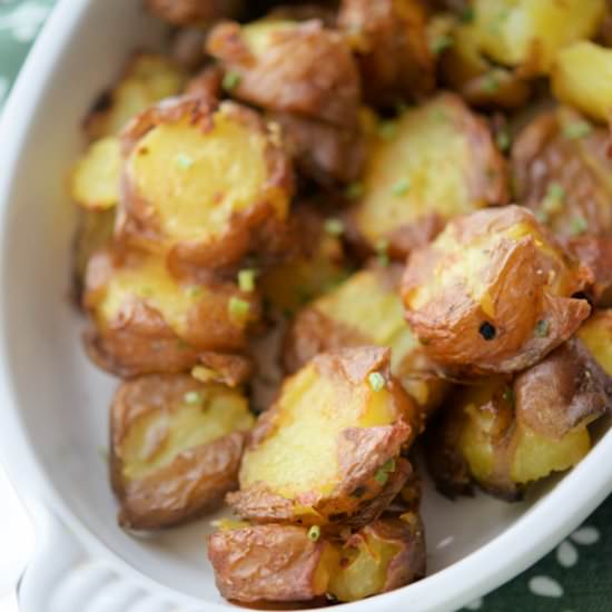 Chive Butter Smashed Potatoes