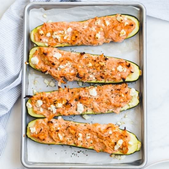 Buffalo Chicken Stuffed Zucchini