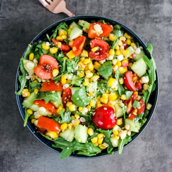 Summer cherry and corn salad