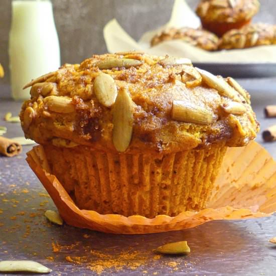 Pumpkin Muffins Topped with Pepitas