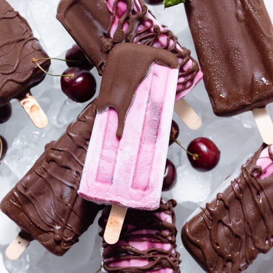 Chocolate Cherry Popsicles
