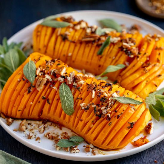 Spicy Hasselback Butternut Squash