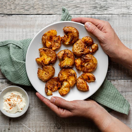 Spicy Air Fryer Crushed Potatoes
