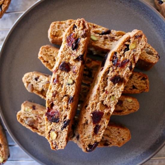 Vegan Cranberry Pistachio Biscotti