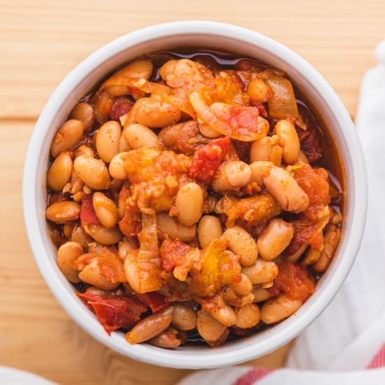 Chipotle Pinto Beans with Peaches