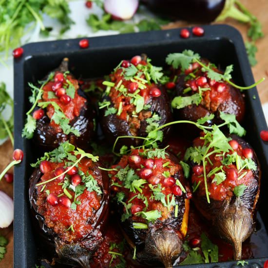 Stuffed Eggplants with Lamb