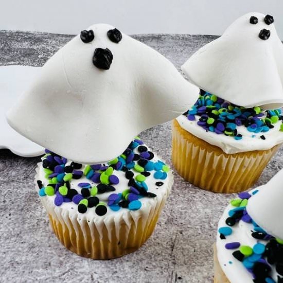 Ghost Cupcakes with Fondant
