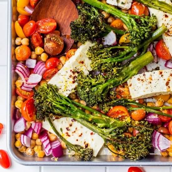 Sheet Pan Baked Feta w Broccolini