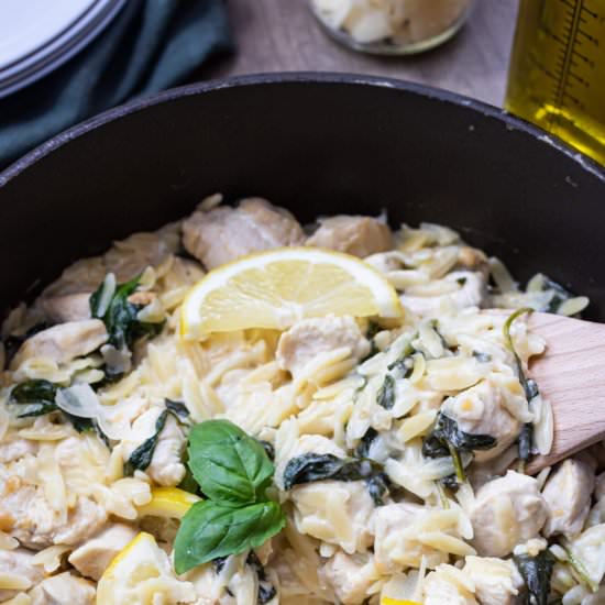Creamy Chicken Orzo With Lemon