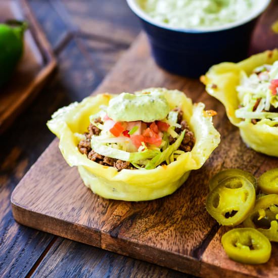 Keto Beef Tacos with Avocado Cream