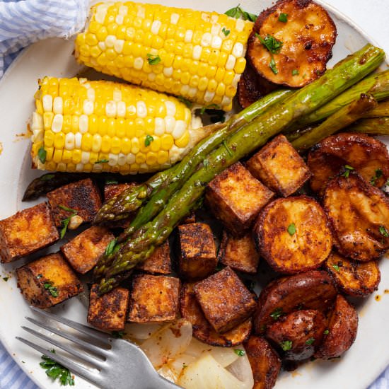 Sheet Pan BBQ Tofu Meal