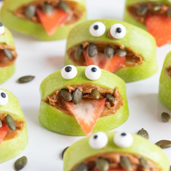 Healthy Halloween Apple Monsters