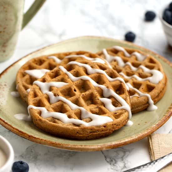 Vegan Cinnamon Bun Waffles