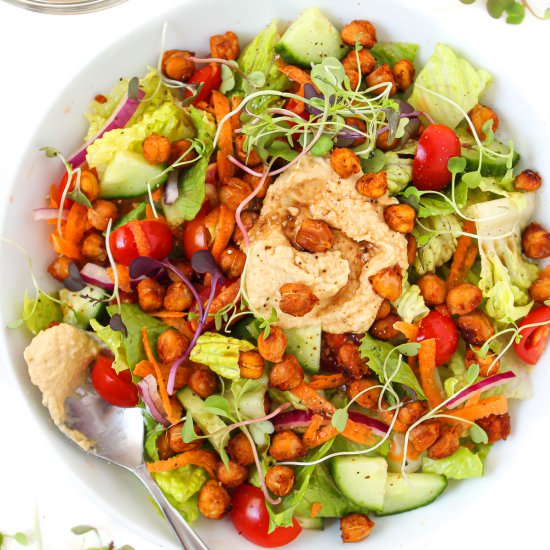 Roasted Chickpea Salad with Hummus