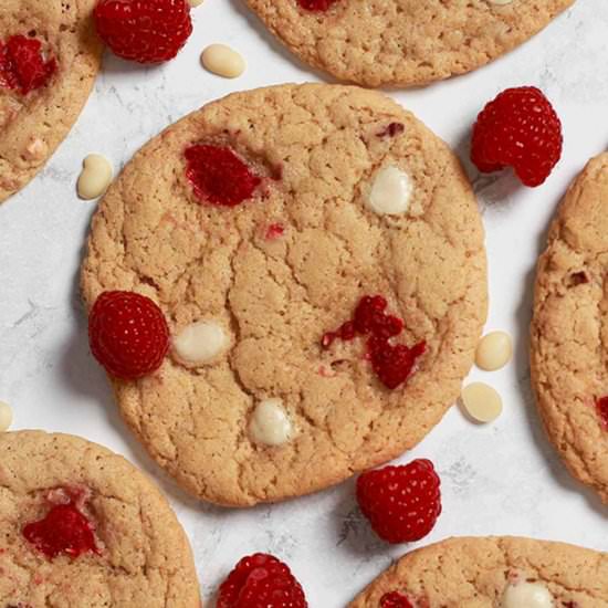 Vegan White Choc Raspberry Cookies