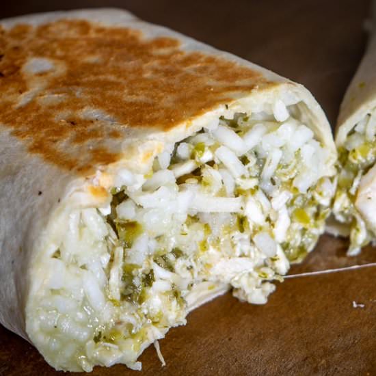 Chicken Chile Verde Burritos