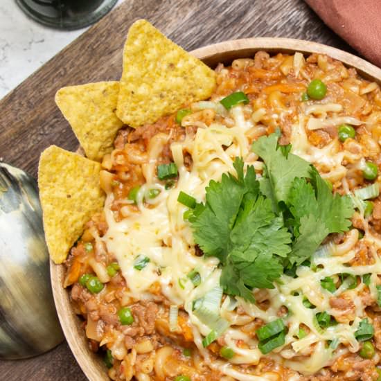 Easy Chili Mac and Cheese (no beans